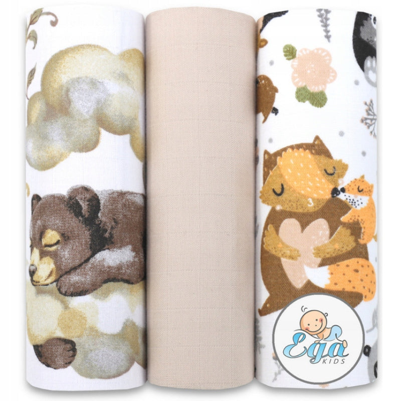 Set of 3x Premium Muslin Diapers