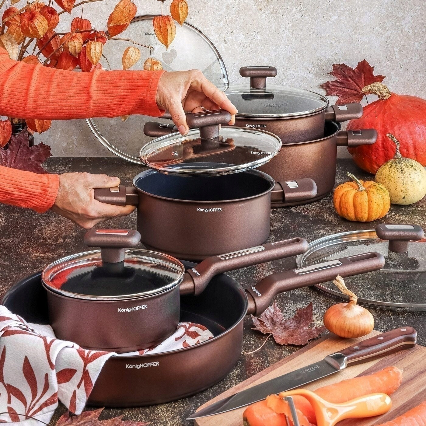 Set of 3x Rondel POT CERAMIC PAN Induction Konighoffer Reno 10el Brand Konighoffer