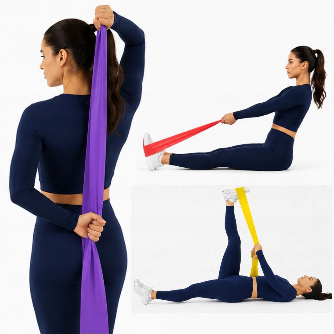 Set of 3x exercise rubber fitness resistance bands for training Majestic Sport Kind training band
