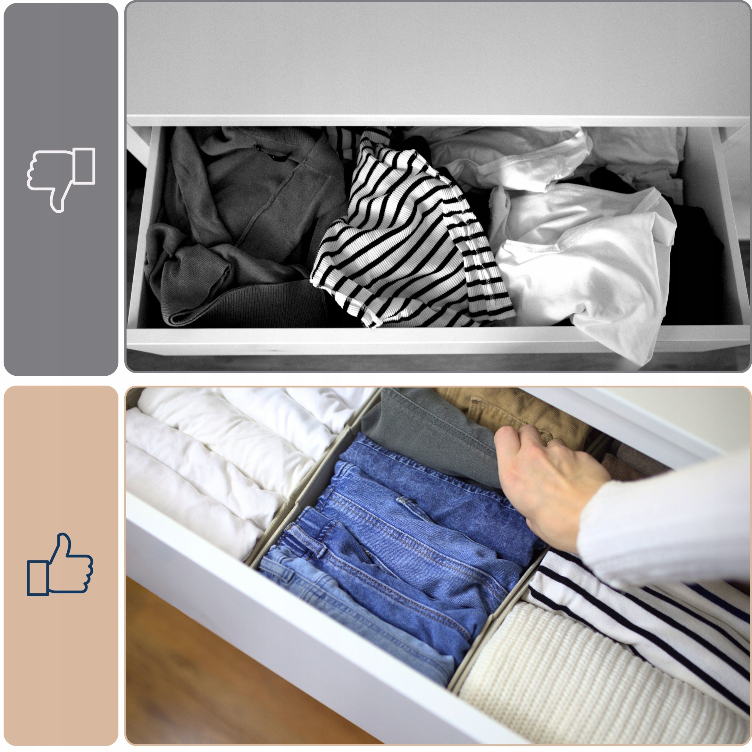 Set of 3x organizer box clothes container underwear for dresser M A L M Brand 4CONVY