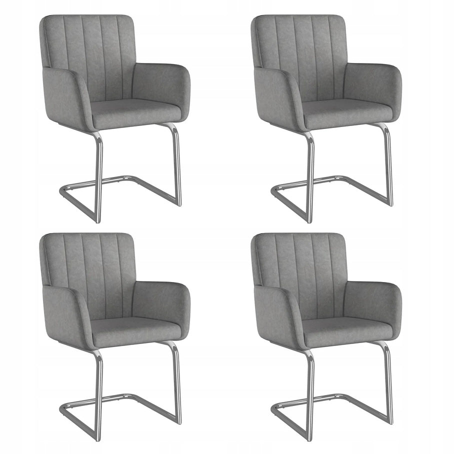 Set of 4 Chairs Dining Room Office Upholstered Faux Leather