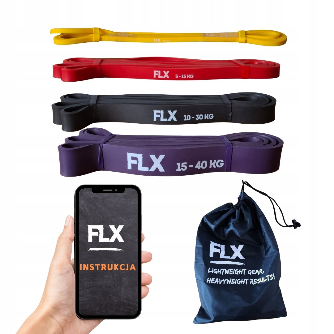 Set of 4 Resistance Bands for Exercise + Strength Training + Pull-Ups