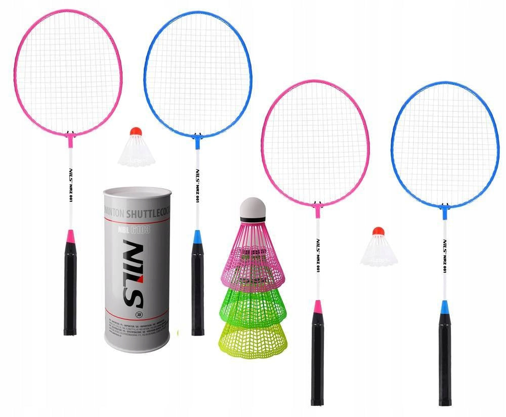 Set of 4 Rockets + 5 Nylon Darts for Recreational Game in Badminton