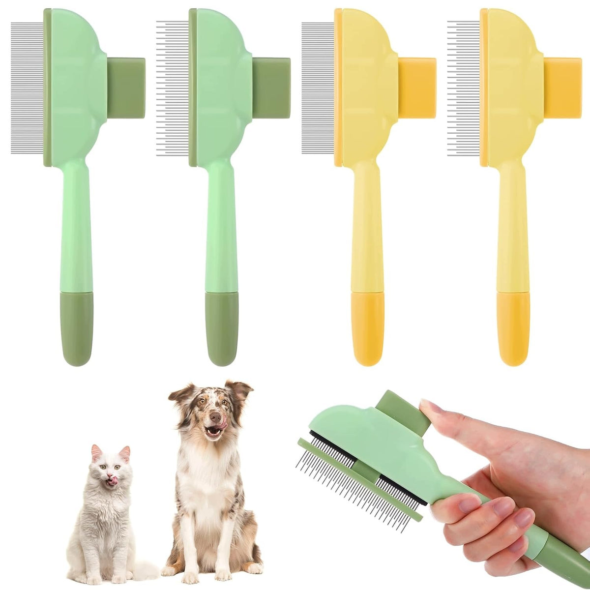 Set of 4 Self-Cleaning Cat Dog Brushes