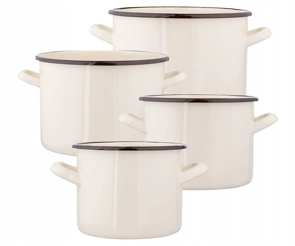 Set of 4 enamel pots induction gas Silesia 14/16/18/20 cm