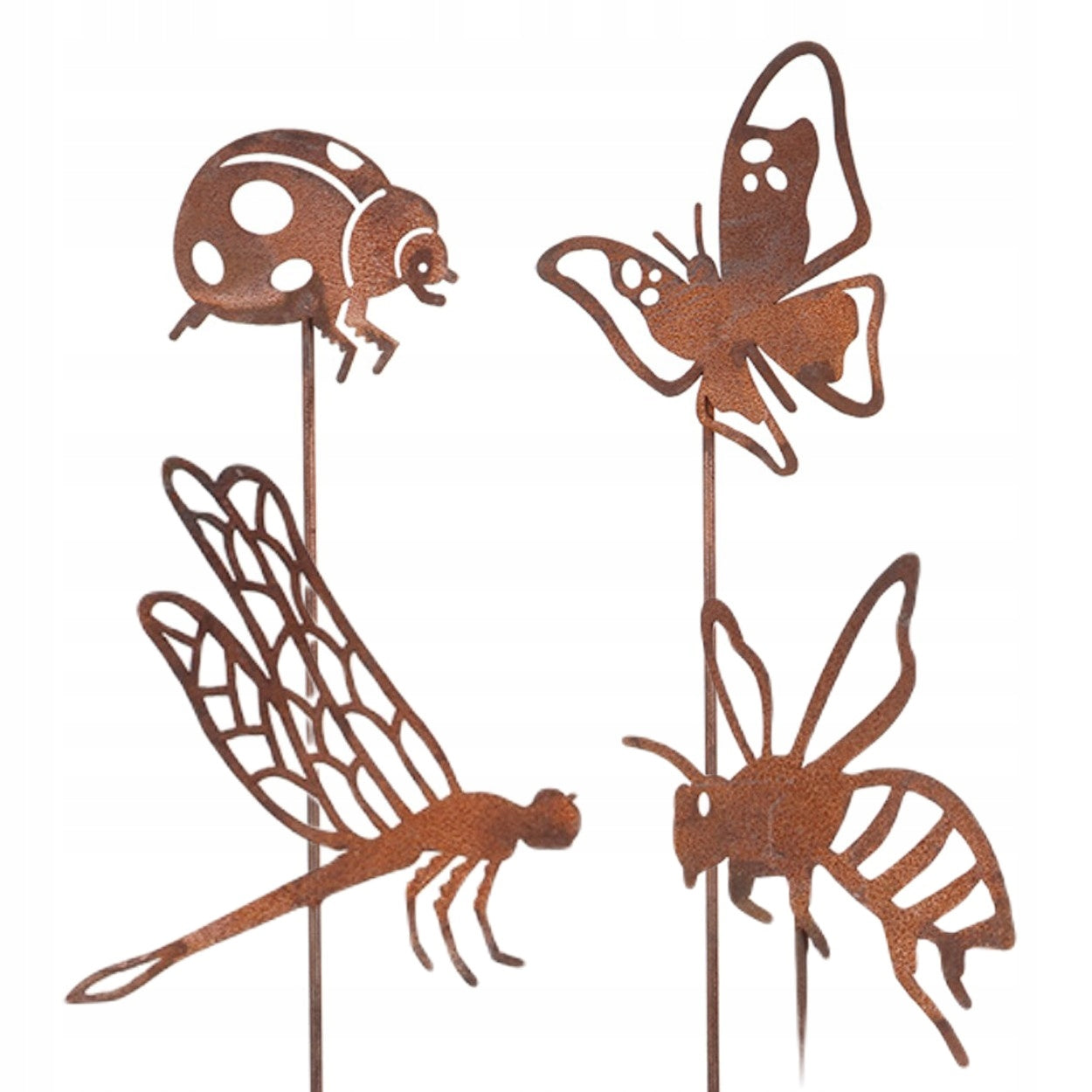 Set of 4 garden ornaments on peak metal butterfly ladybug dragonfly for garden EAN (GTIN) 5907600444287