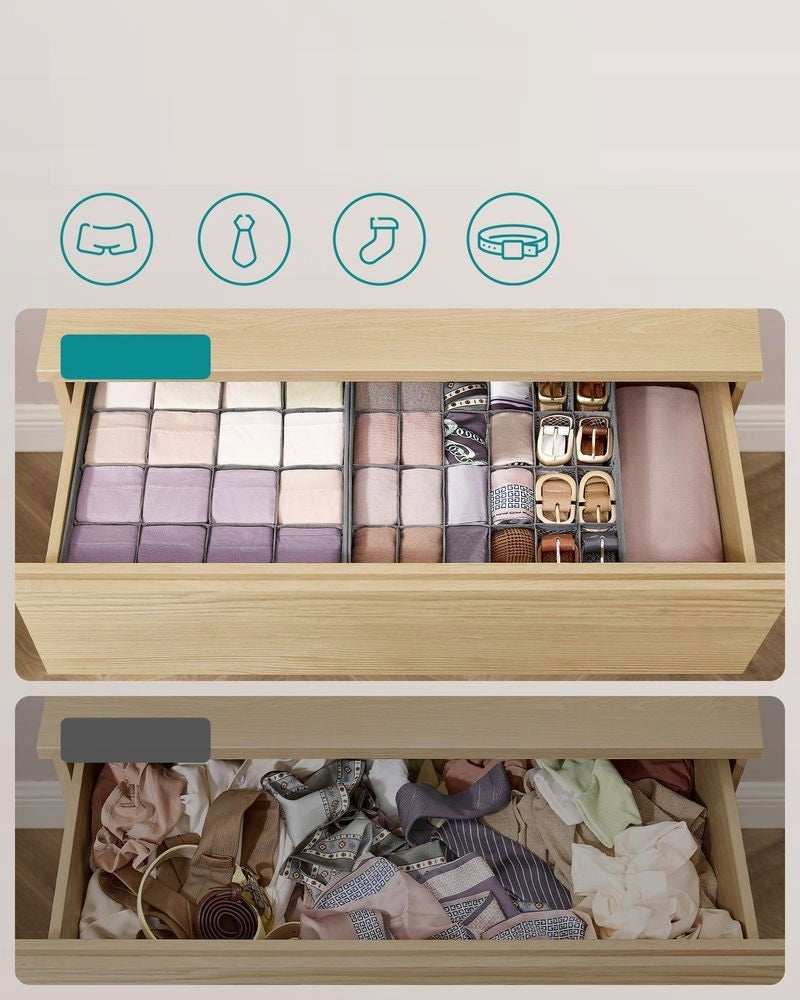 Set of 4 underwear organizers SONGMICS - grey, for drawer, 30x30cm Brand Songmics