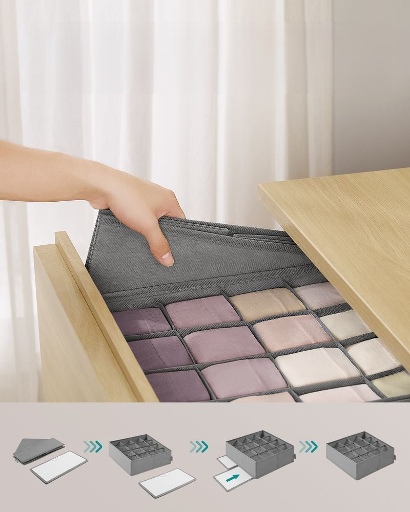 Set of 4 underwear organizers SONGMICS - grey, for drawer, 30x30cm Number of pieces 4 pcs