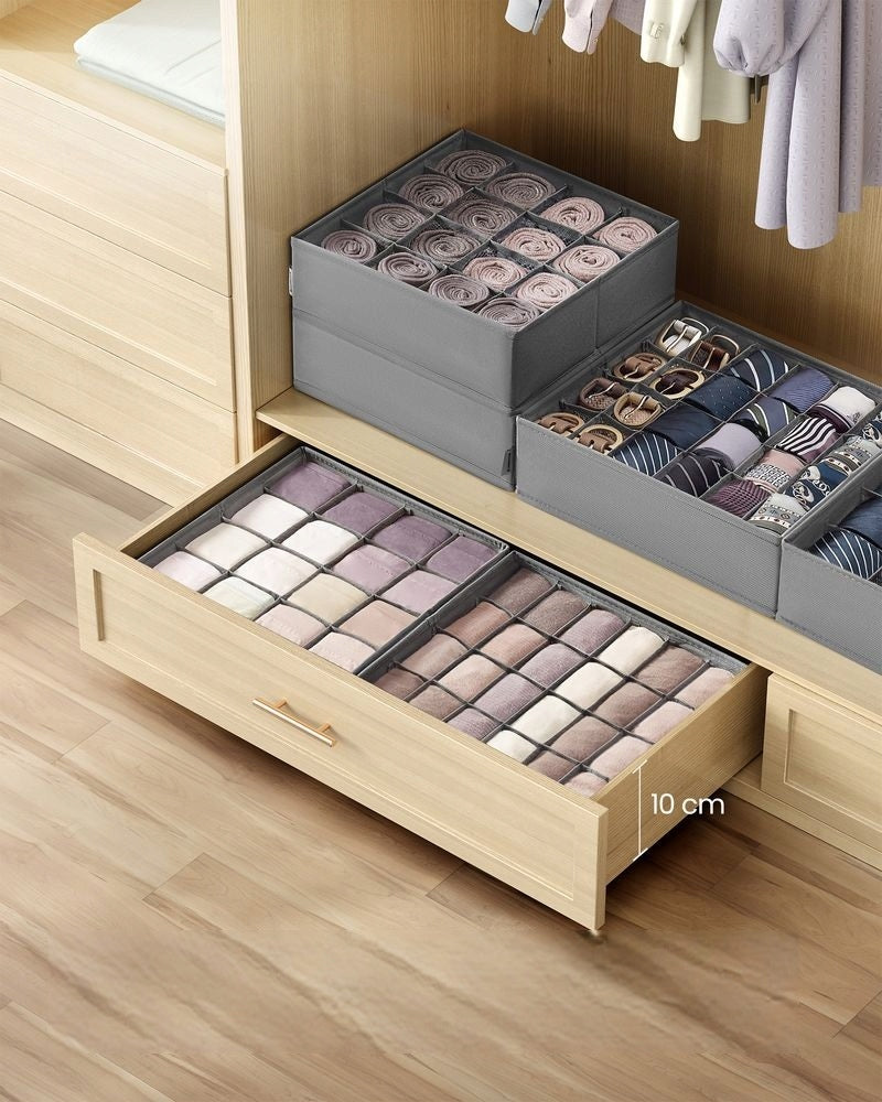 Set of 4 underwear organizers SONGMICS - grey, for drawer, 30x30cm Packaging status original