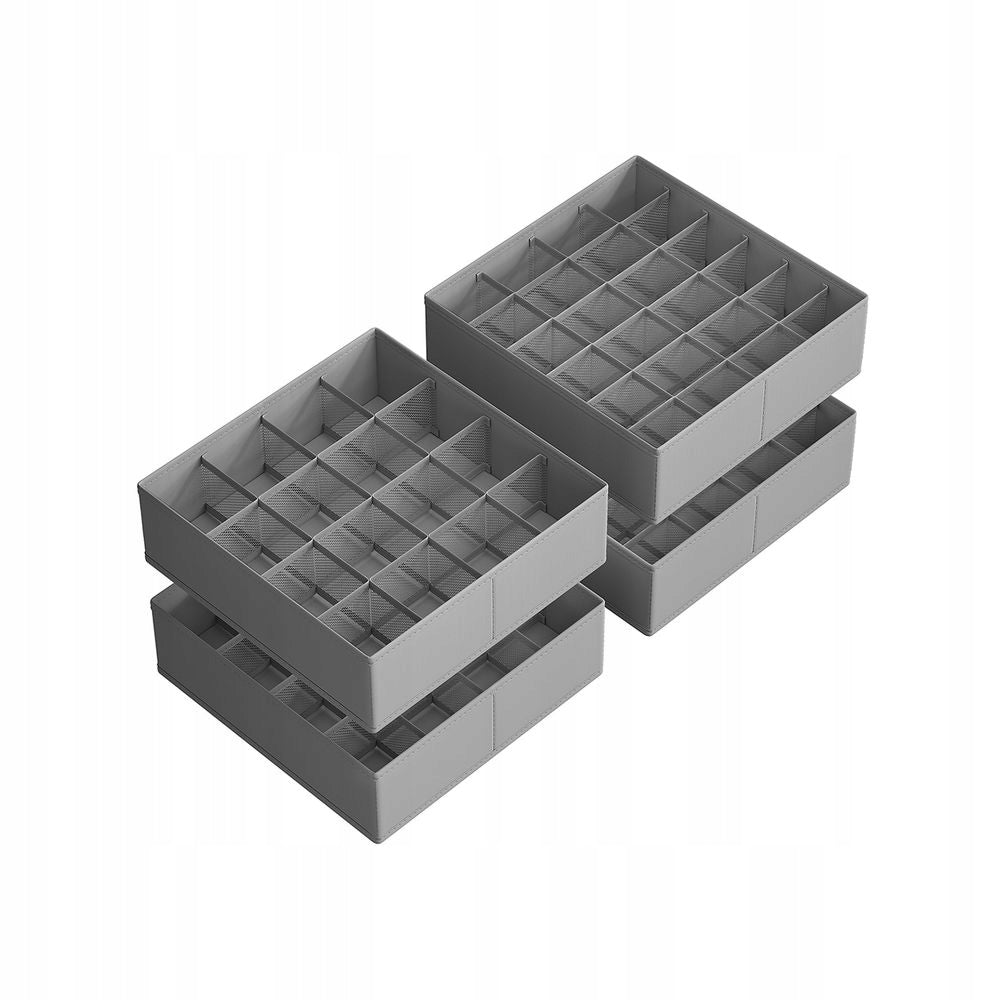 Set of 4 underwear organizers SONGMICS - grey, for drawer, 30x30cm