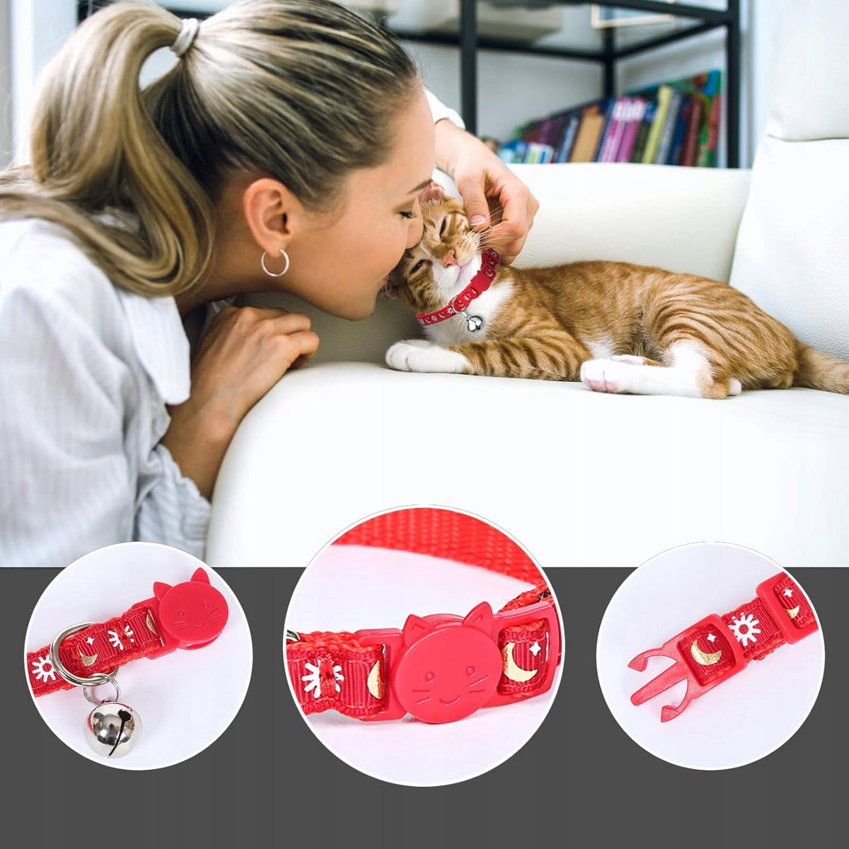Set of 5 Adjustable Breakaway Cat Collars with Packaging status original