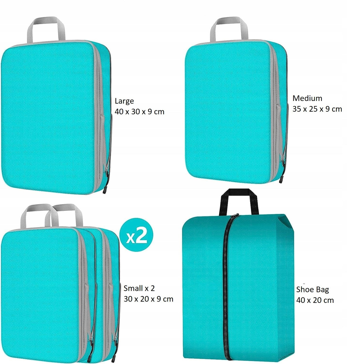 Set of 5 Luggage Compression Organizer Bags Color blue