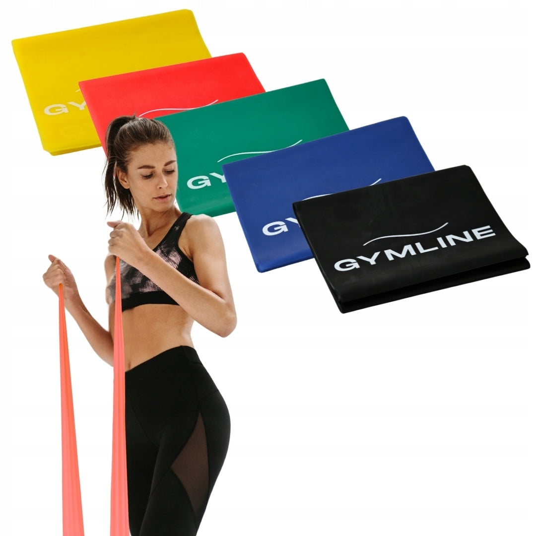Set of 5 Resistance Bands 200 cm FLAT BAND for Rehabilitation exercises