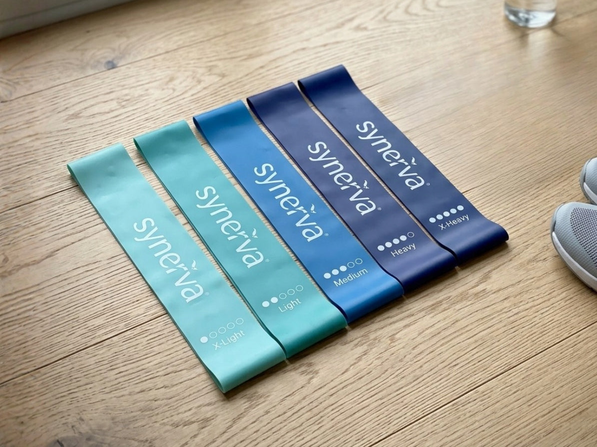 Set of 5 Resistance Rubbers Mini Band Latex Blue Synerva + eBook Brand synerva