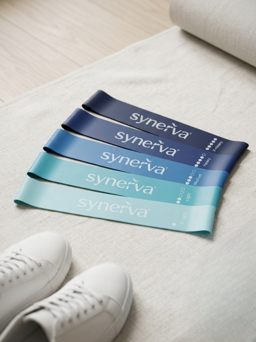 Set of 5 Resistance Rubbers Mini Band Latex Blue Synerva + eBook Manufacturer code RBL5MB
