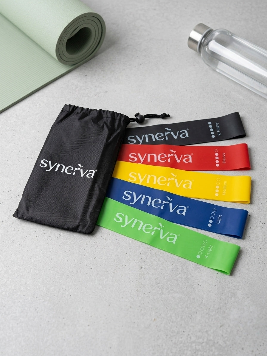 Set of 5 Resistance Rubbers Mini Band Latex Mix Colors Synerva + eBook Brand synerva
