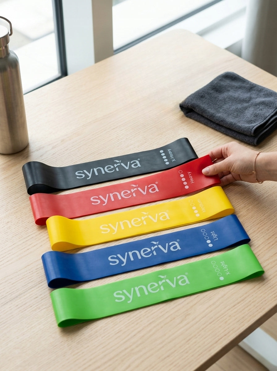 Set of 5 Resistance Rubbers Mini Band Latex Mix Colors Synerva + eBook Manufacturer code RBL5MC