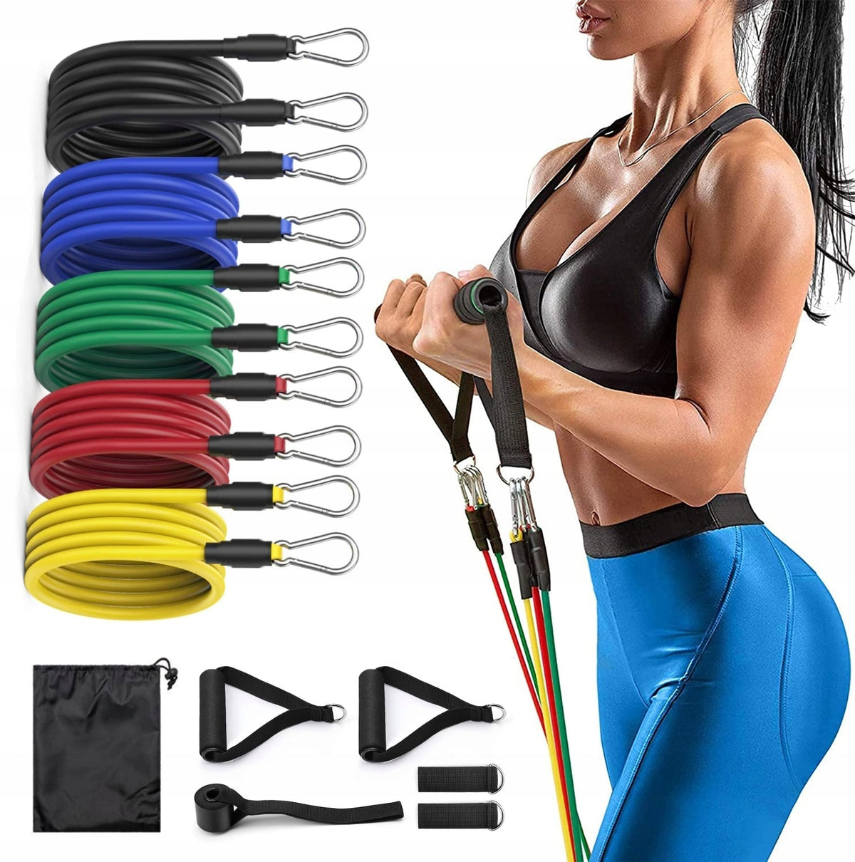 Set of 5 Resistance Rubbers for Exercise Expander 5-46KG