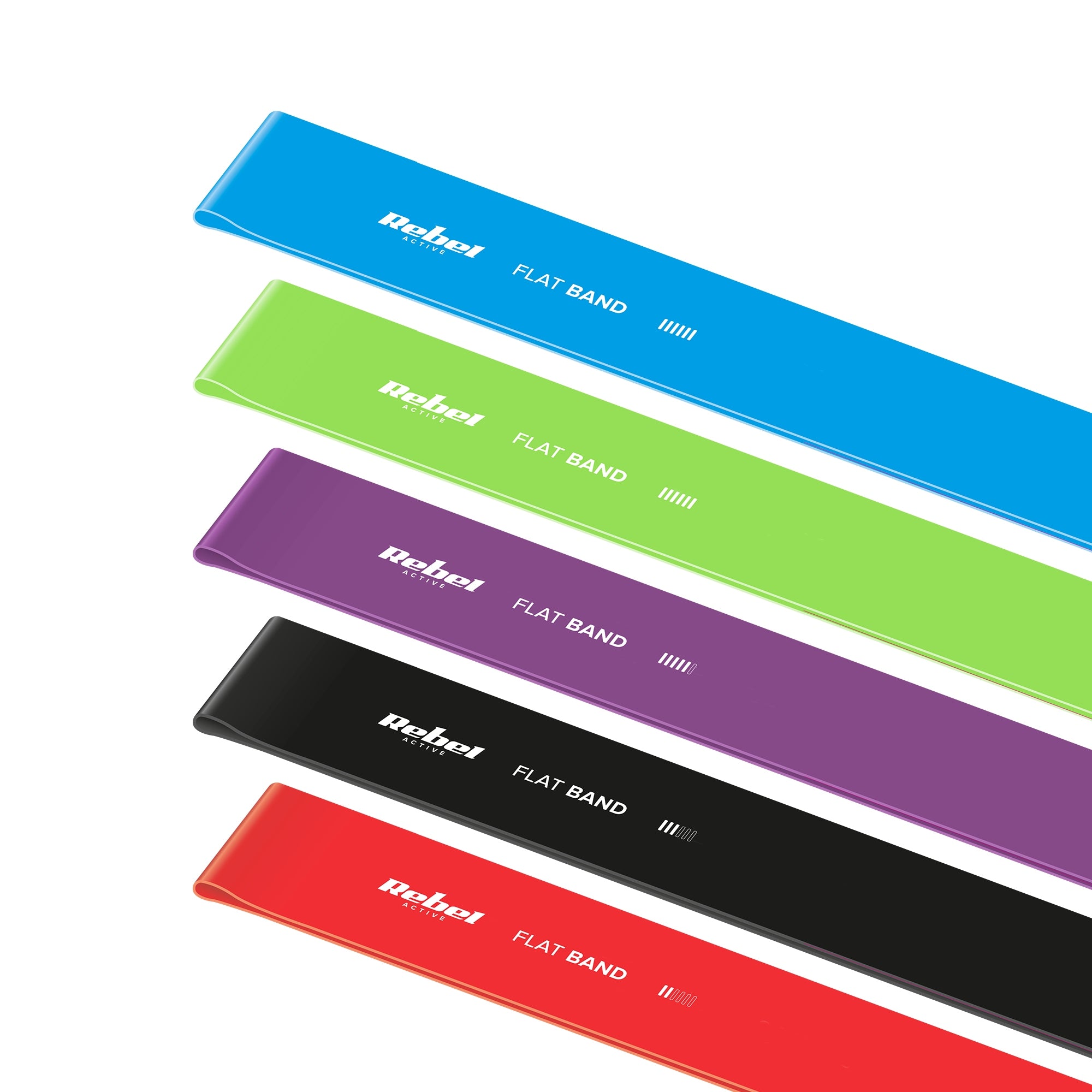Set of 5 Rubber Exercise Bands Rehabilitation Fitness Band 2M Rebel Brand Rebel