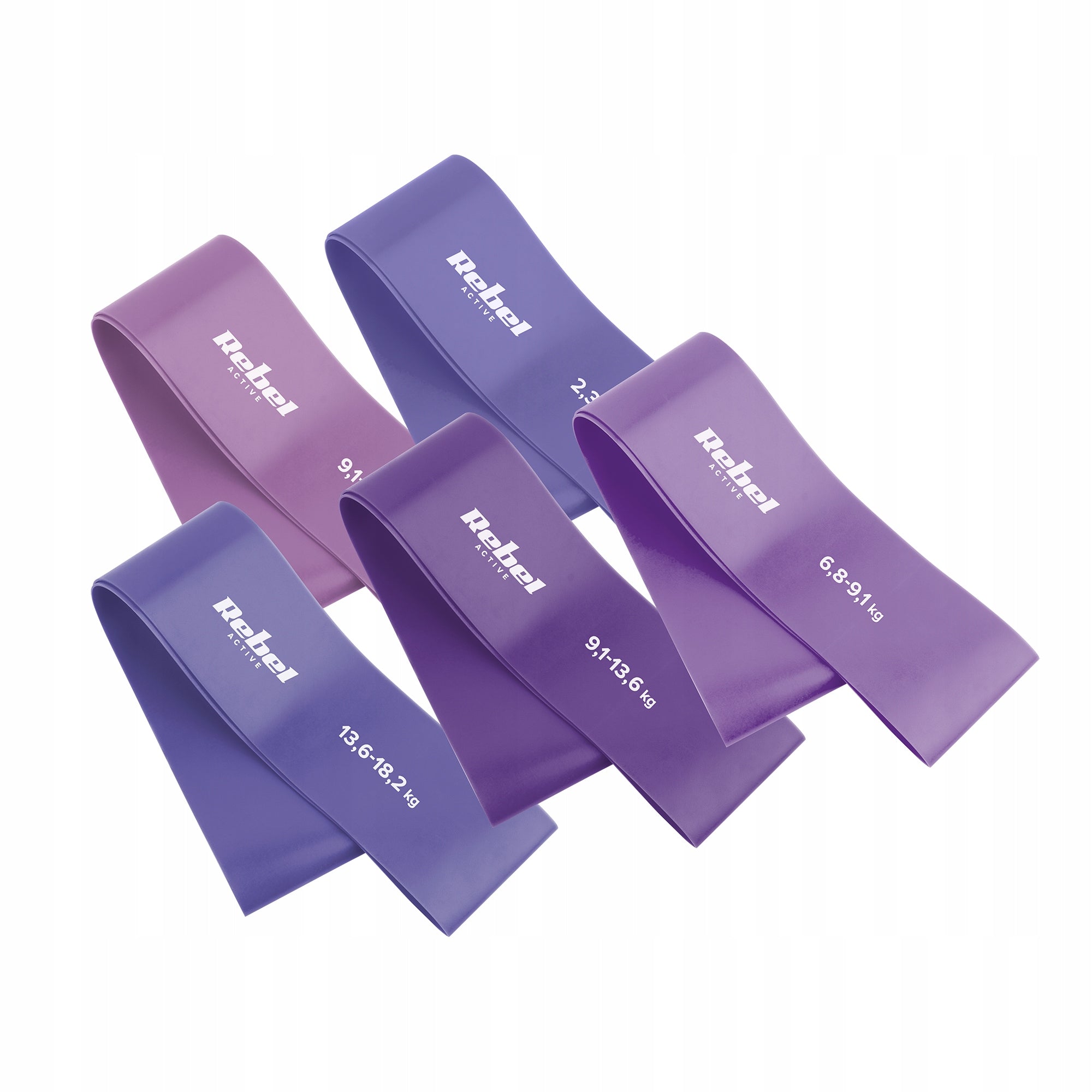 Set of 5 Rubber Exercise Bands Rehabilitation Fitness Band Rebel Color pink