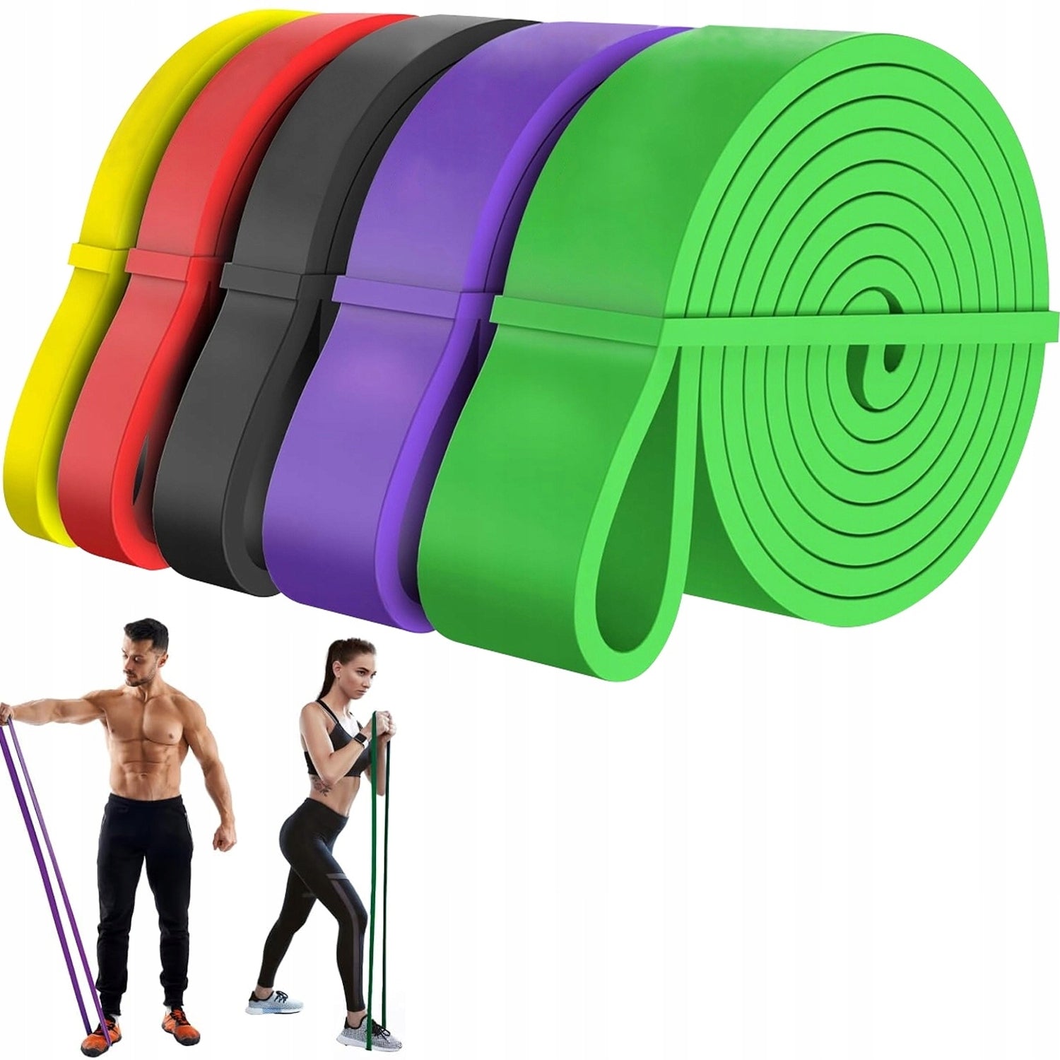 Set of 5 Rubber Resistance Bands for Exercise Training Powerband HIGH QUALITY