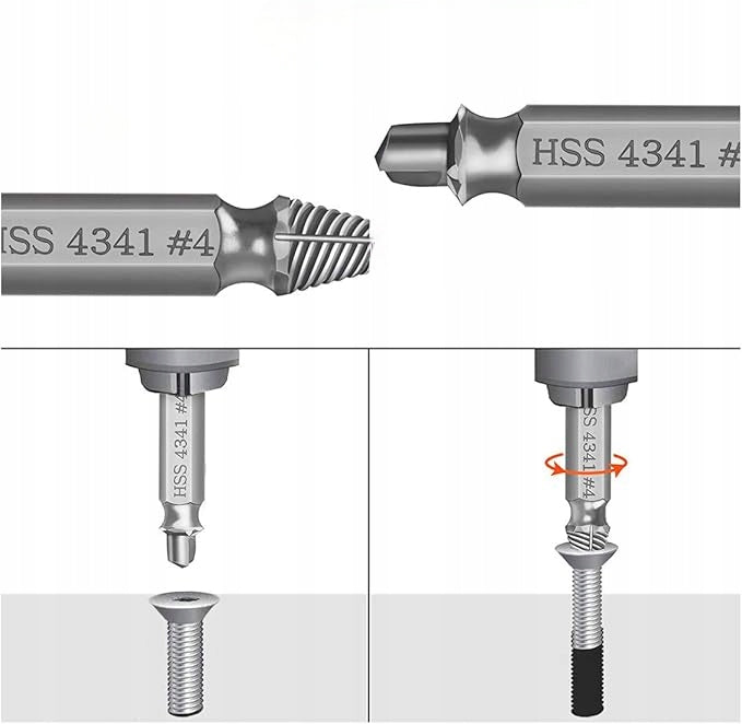 Set of 5 Screwdrivers for Removal of Damaged Screws – HSS 4341, 62 – 63 HRC Brand Newder