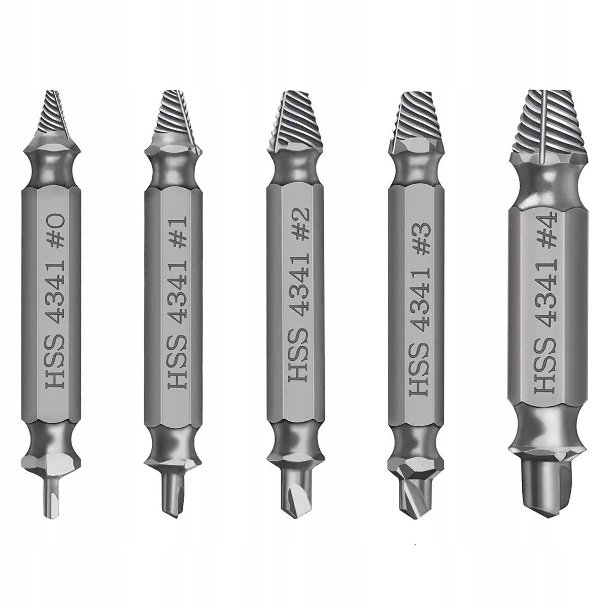 Set of 5 Screwdrivers for Removal of Damaged Screws – HSS 4341, 62 – 63 HRC