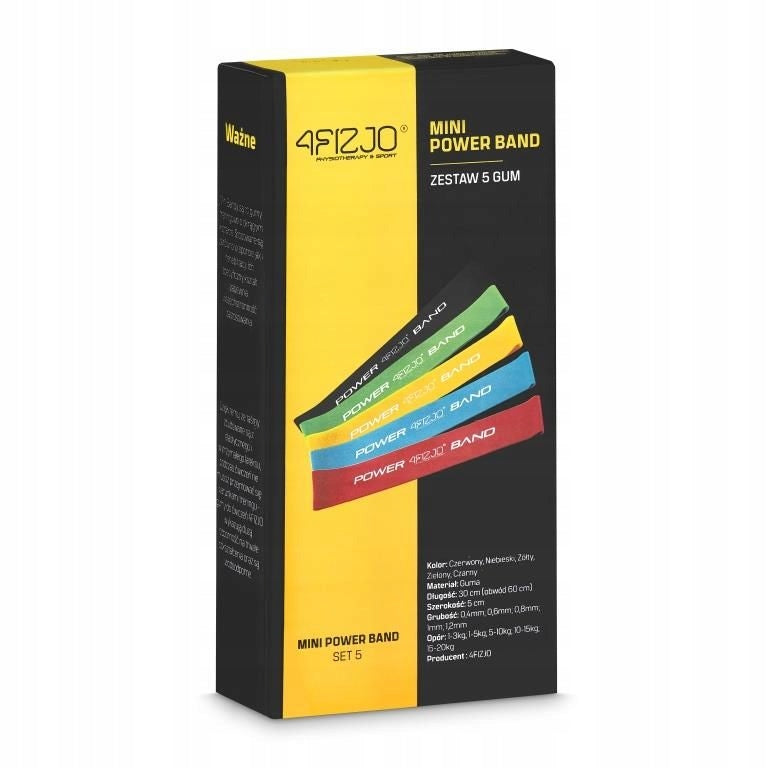 Set of 5 exercise rubbers 4FIZJO MINI POWER BAND Manufacturer code Zestaw 5 taśm MINI BAND