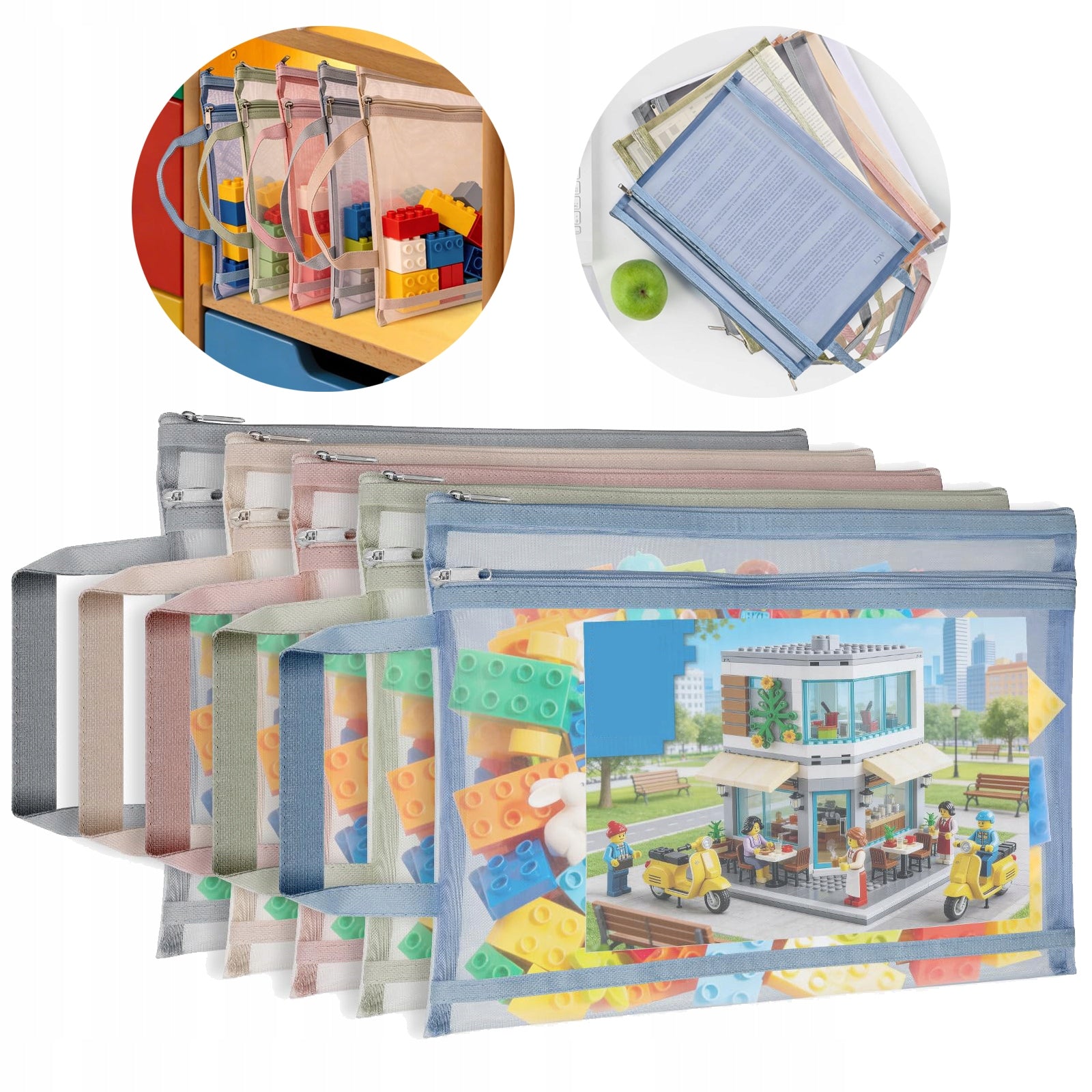 Set of 5 organizers A4 puzzle sachets blocks toys documents lock