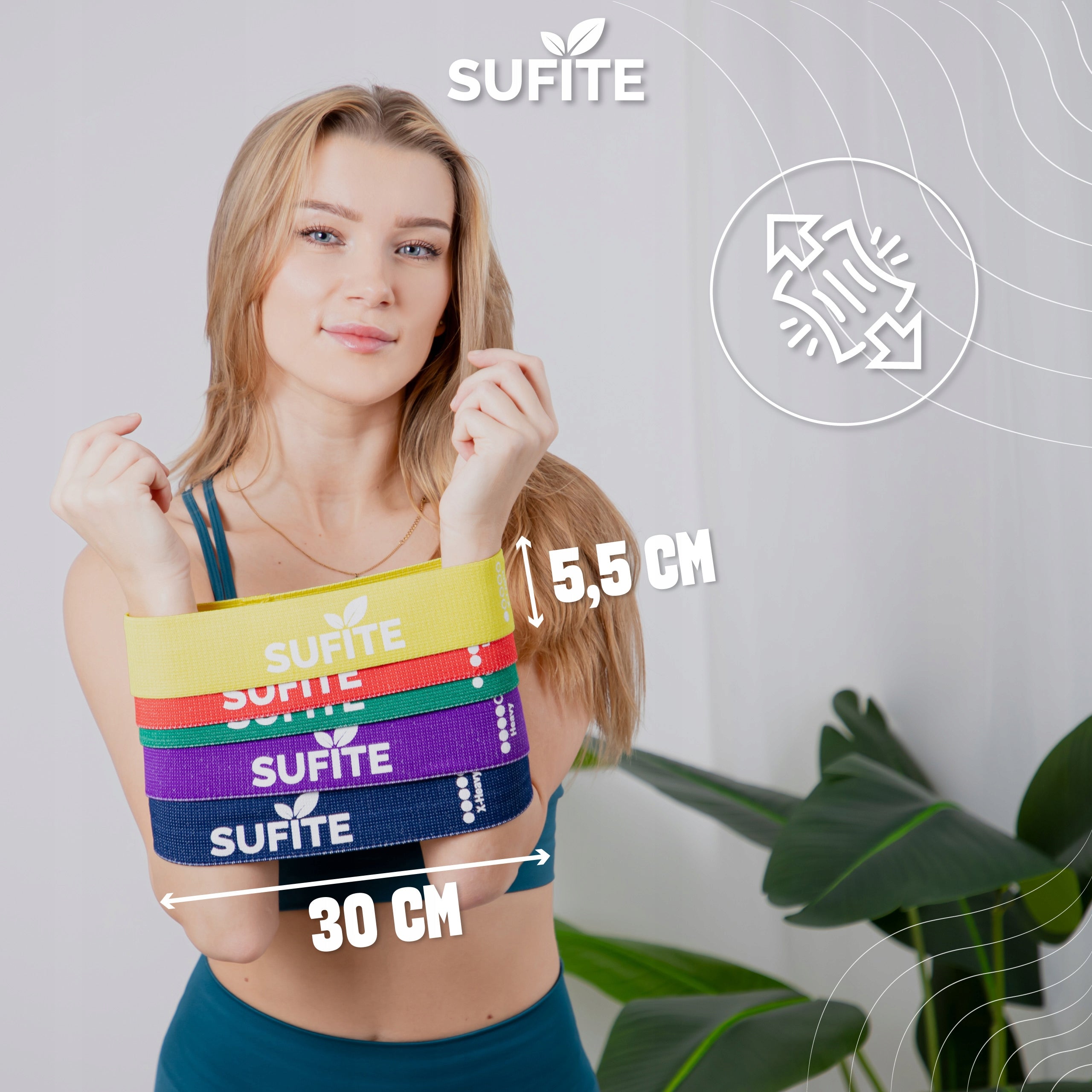 Set of 5 resistance bands SUFITE - elastic bands for training legs, buttocks Length 30 cm