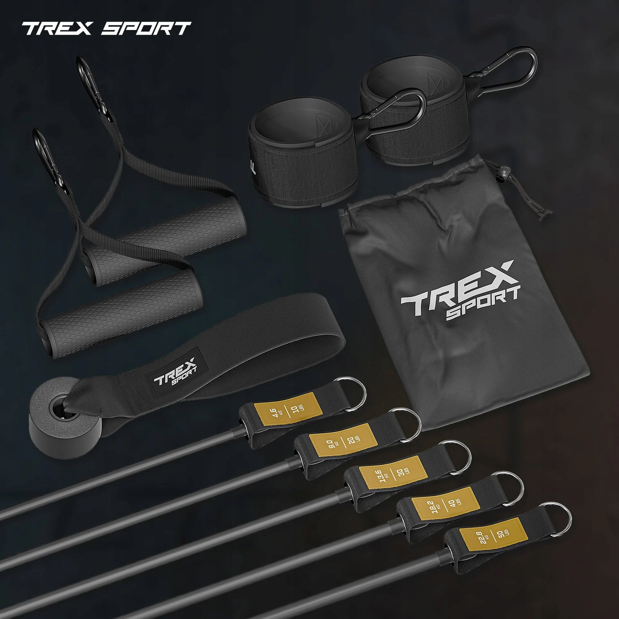 Set of 5 resistance bands expanders for fitness exercises Trex Sport Packaging status original