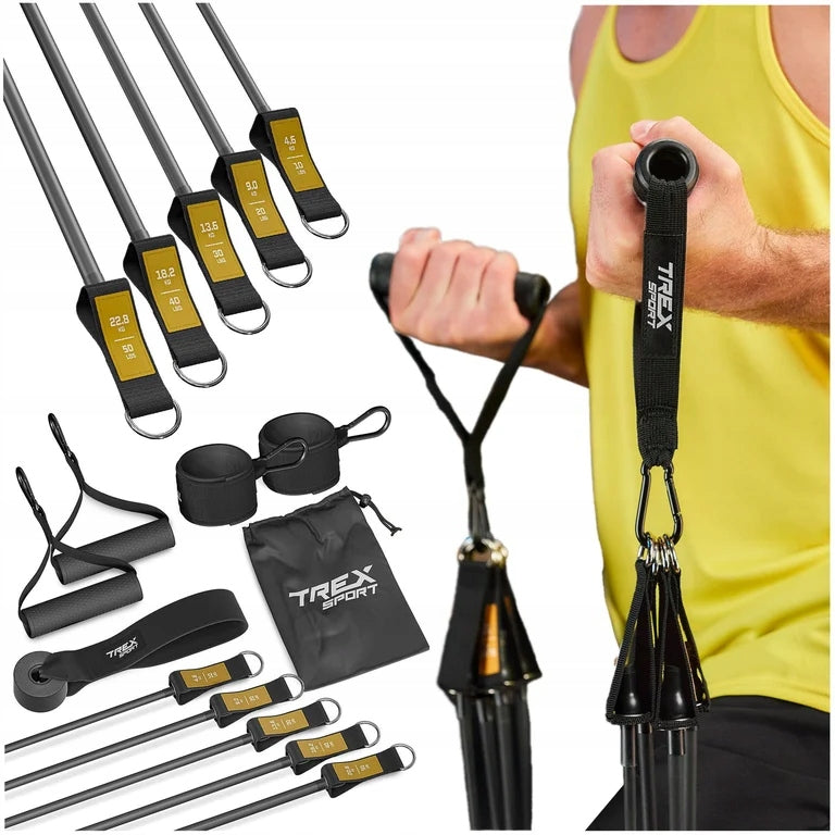 Set of 5 resistance bands expanders for fitness exercises Trex Sport