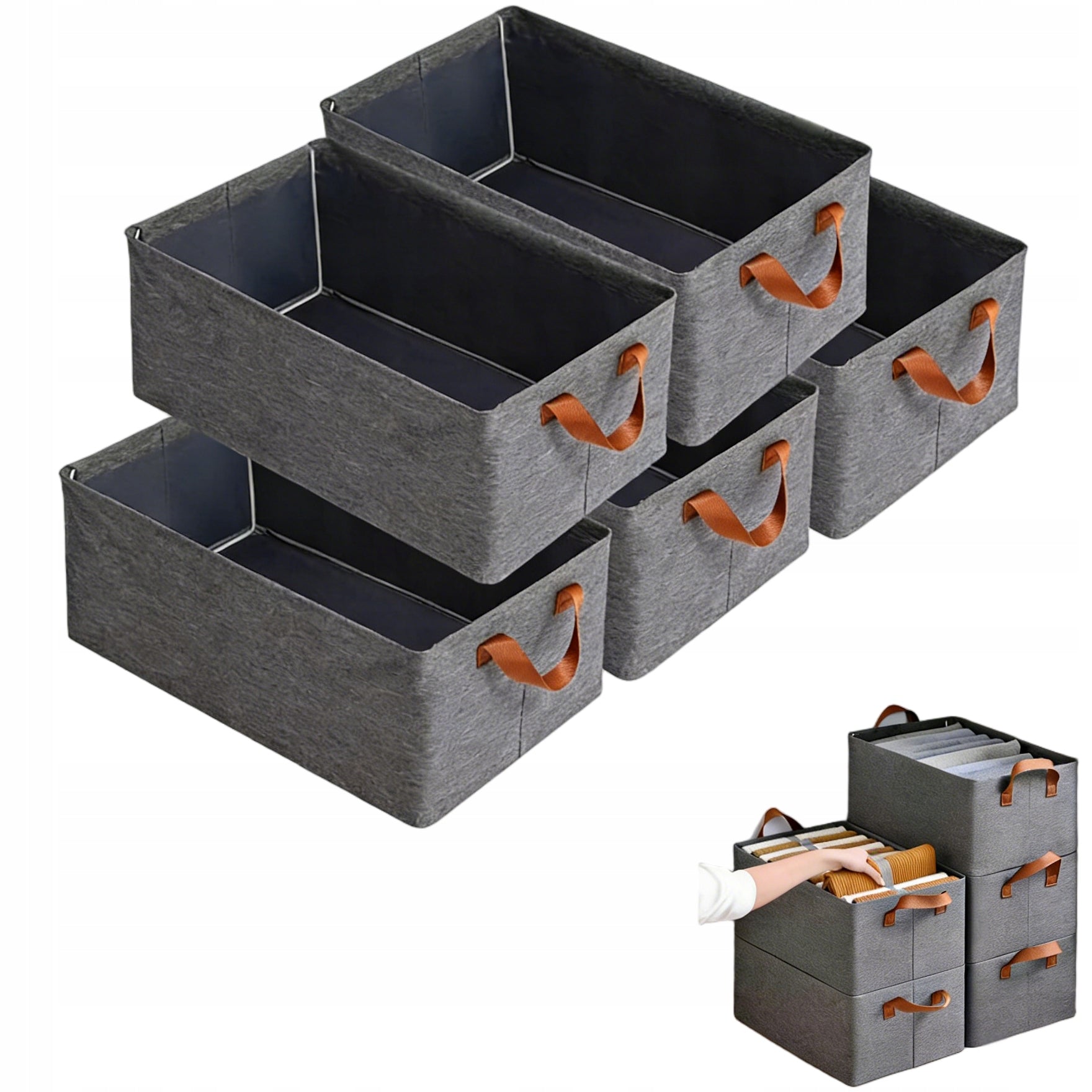 Set of 5 x Clothes Organizer for Drawer Closet Box with Frame Grey Manufacturer code Relax4Now_zestaw1święta