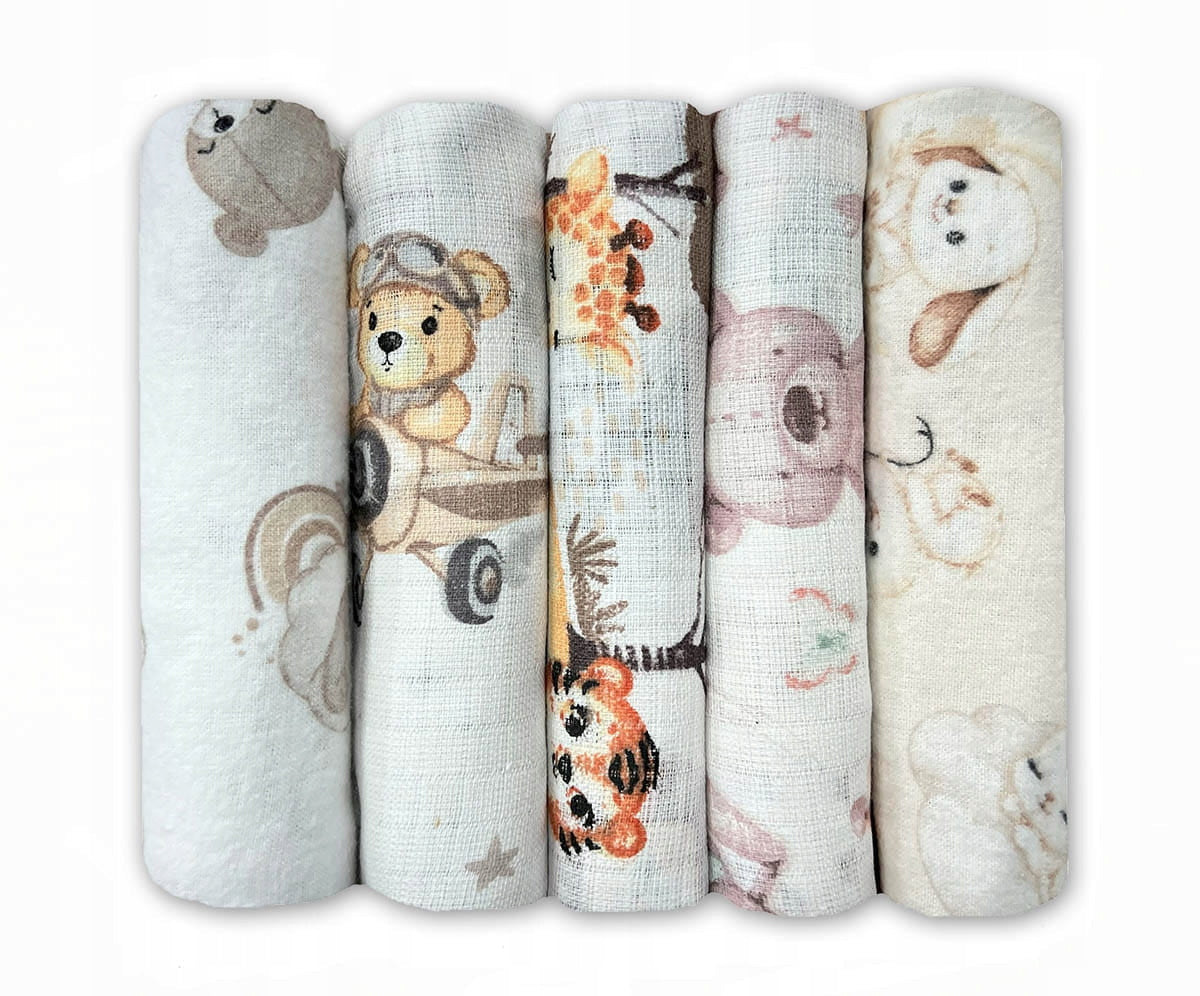 Set of 5pcs reusable diapers - flannel and tetra Dolce Sonno