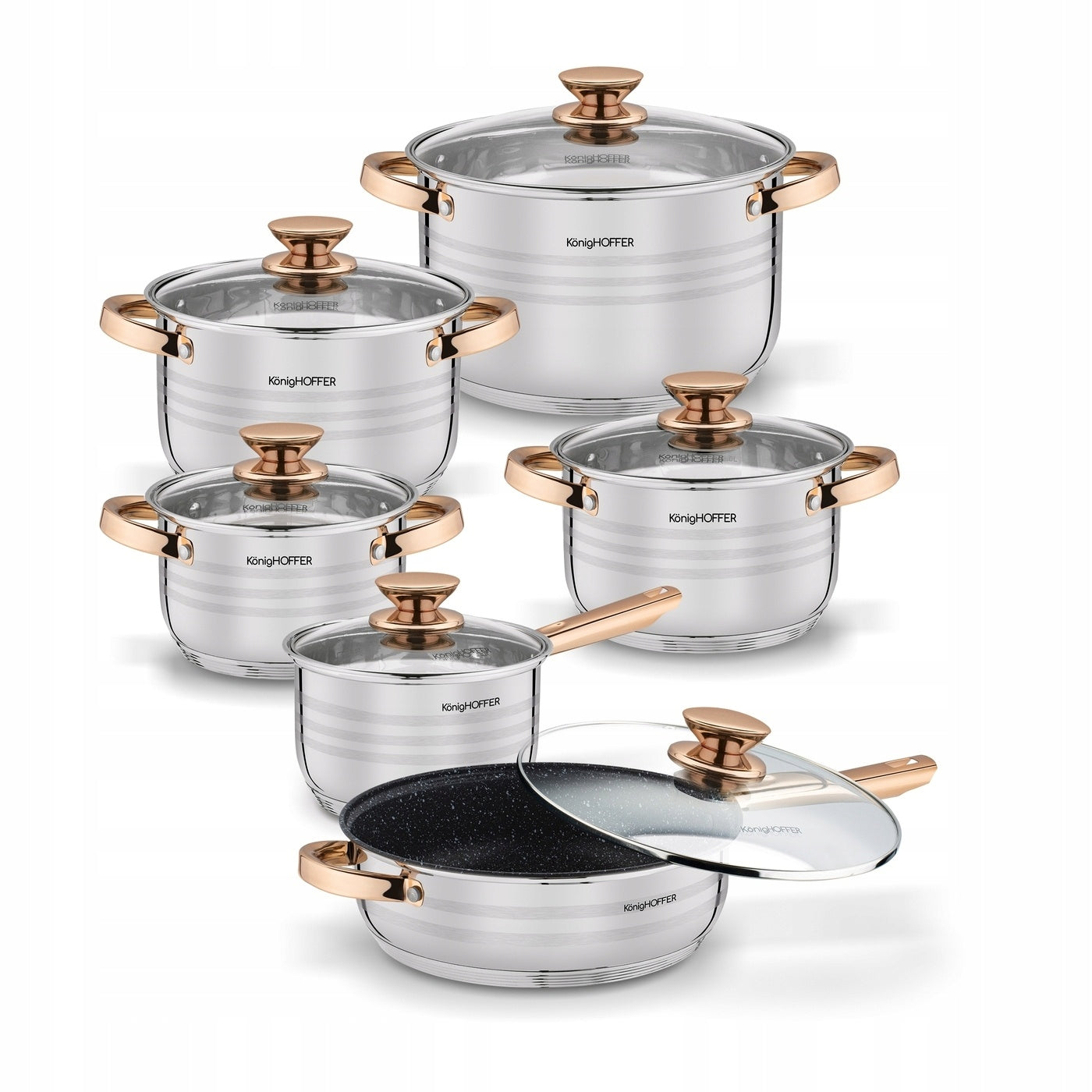 Set of 5x POT + PAN Steel SET Konighoffer Bari Rose Gold 12el