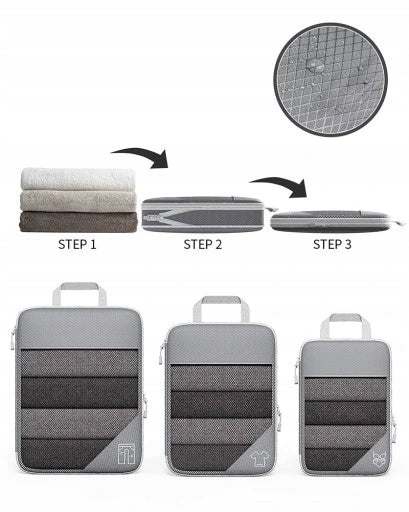 Set of 6 Compression Travel Case with Organizer for Various Sizes Packaging status original