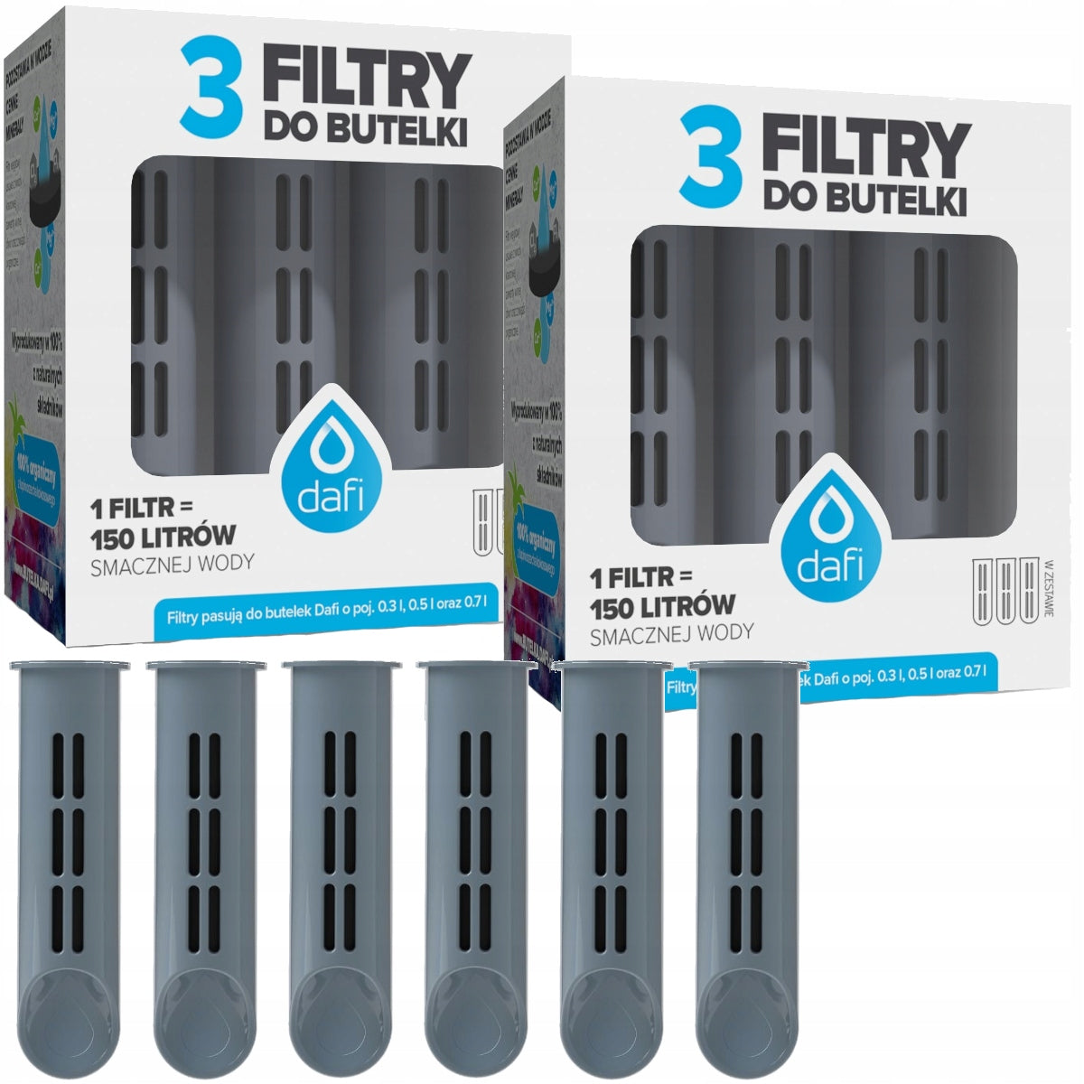 Set of 6 filters for bottle Dafi Sof Solid grey + washing brush Manufacturer code 2X109334+04281