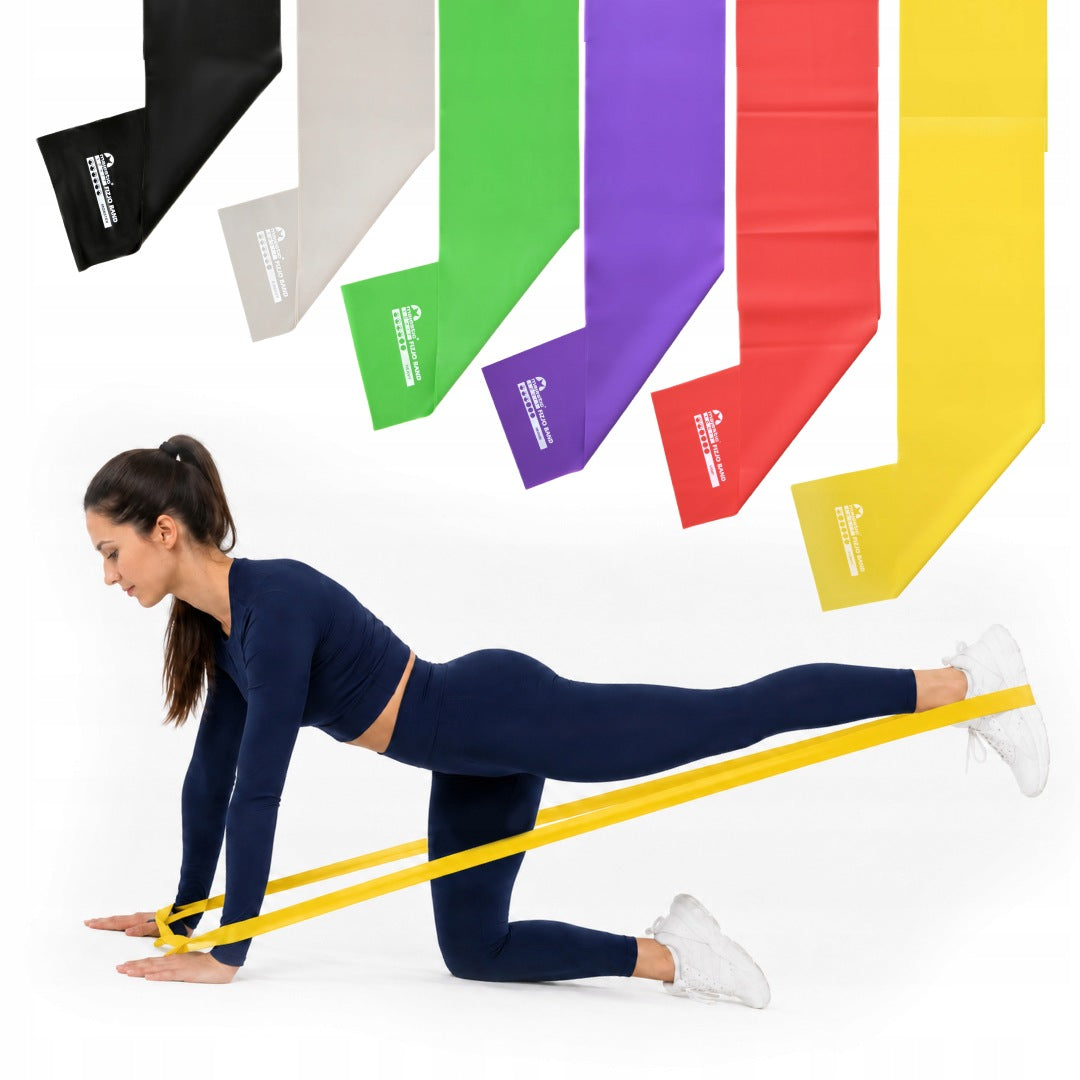 Set of 6x exercise rubber fitness resistance bands for training Majestic Sport