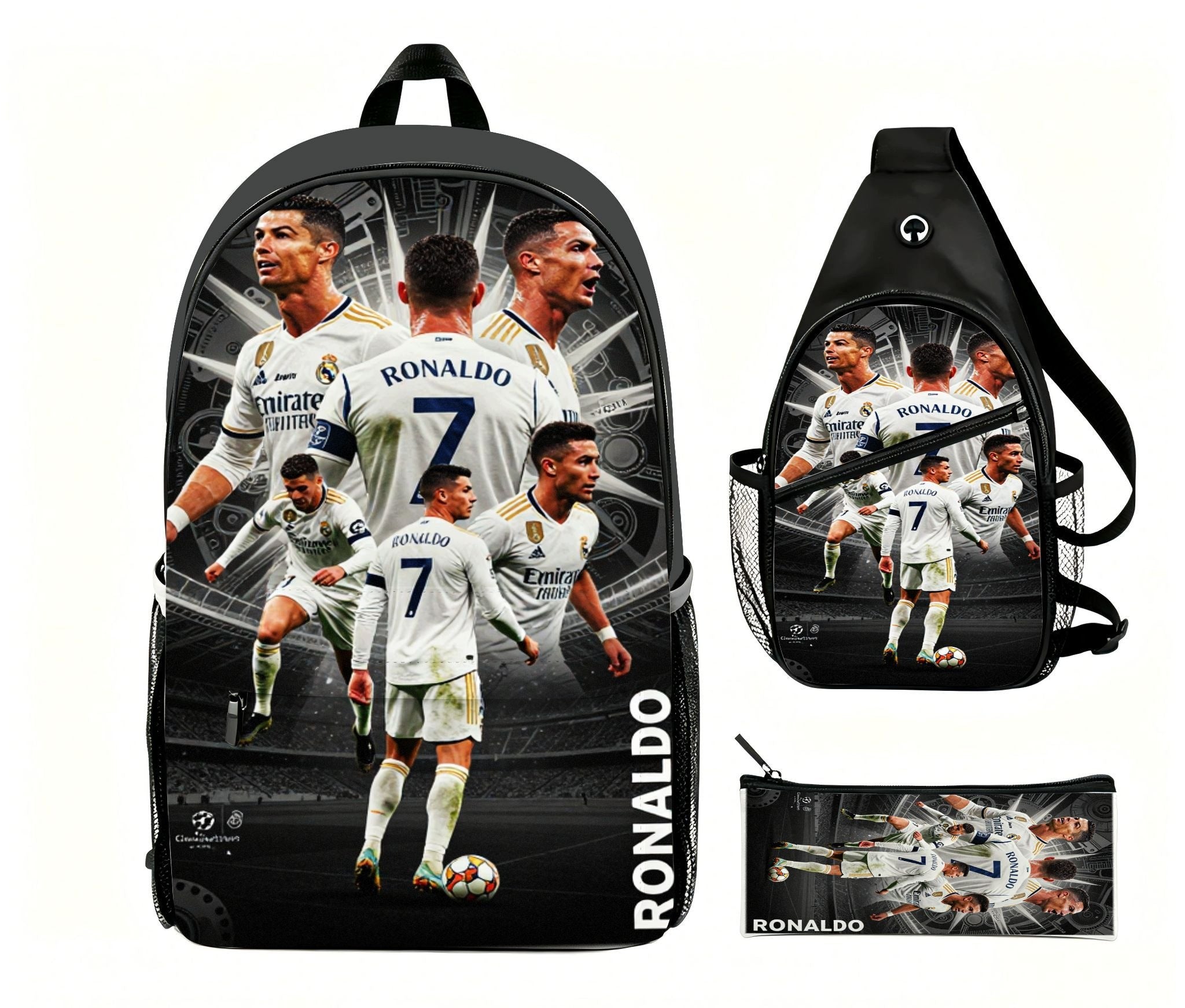 Set of 7 Cristiano Ronaldo Real Madrid backpacks – 3-piece sports tornado Manufacturer code T097777888