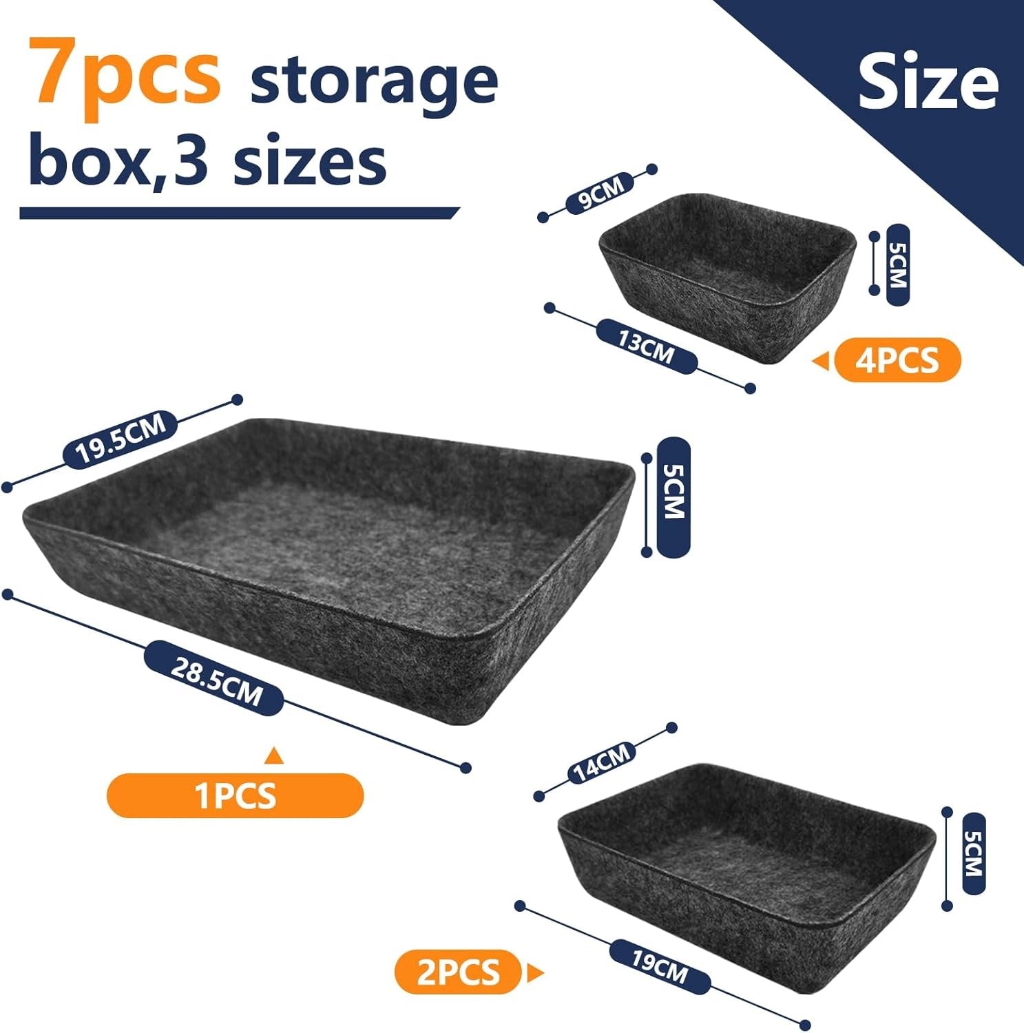 Set of 7 Felt Drawer Organizers – Modular Compartments Manufacturer code bezmarki