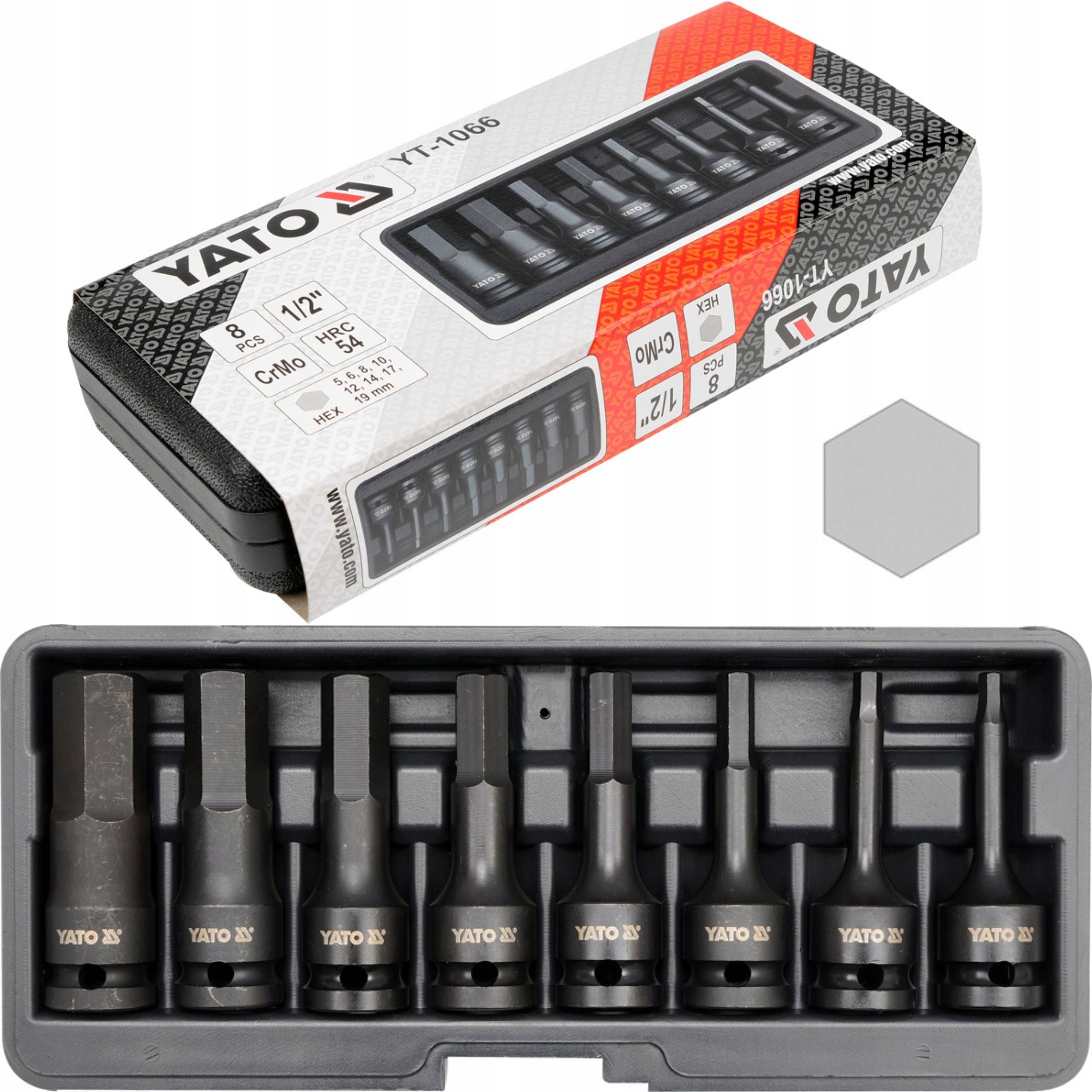 Set of 8 hexagon impact wrenches Yato YT-1066 1/2" 6-19mm Manufacturer code YT-1066