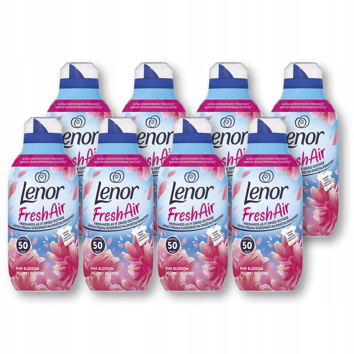 Set of 8 x Lenor Fresh Air Effect Rinse Liquid 50 Washes, Pink Blossom