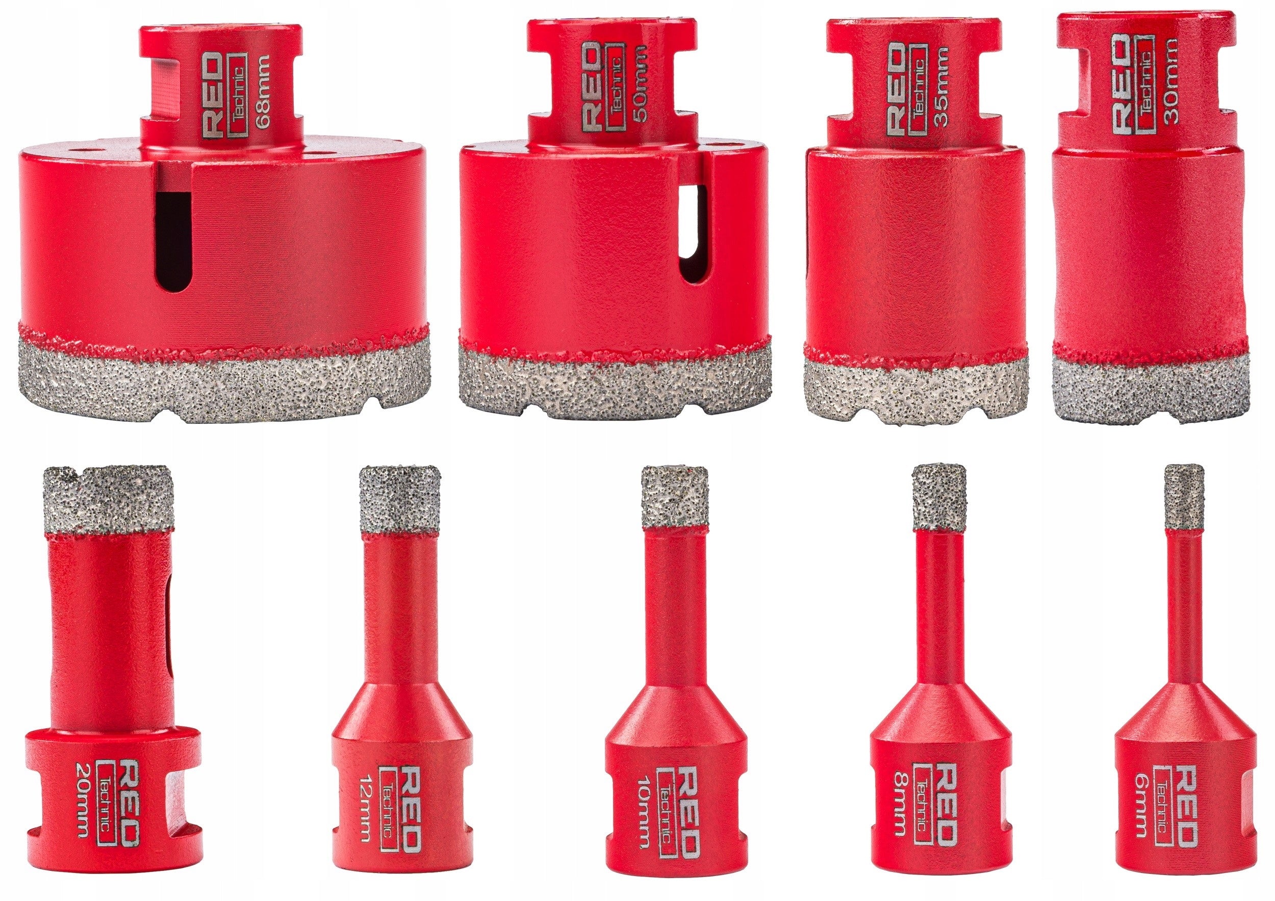 Set of 9 HOLE LACE 6-68 mm Hole Saw Diamond Adapter HEX M14 Brand RED TECHNIC
