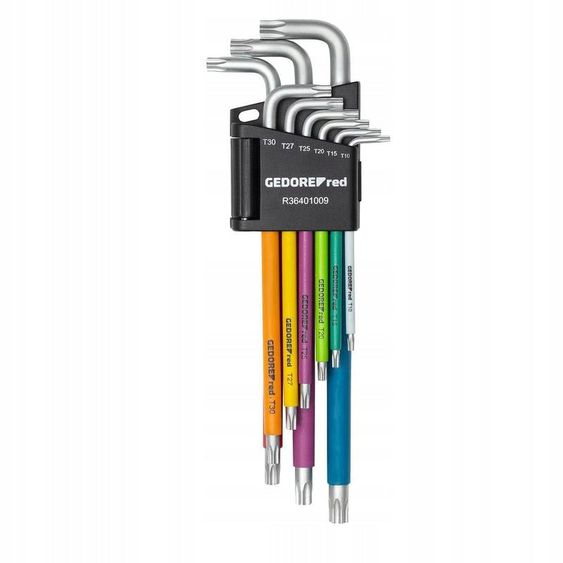 Set of 9 Torx T10-T50 Long Allen Wrenches, Multicolor GEDORE