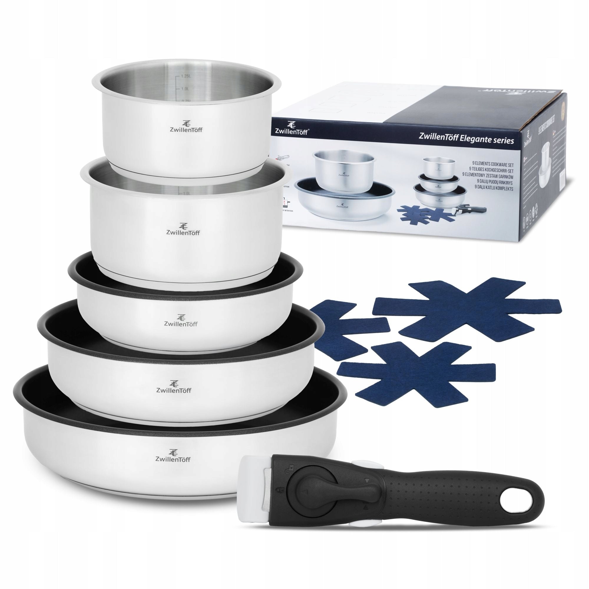 Set of 9-piece pots steel frying pan ZwillenToff stainless steel 304 Packaging status original