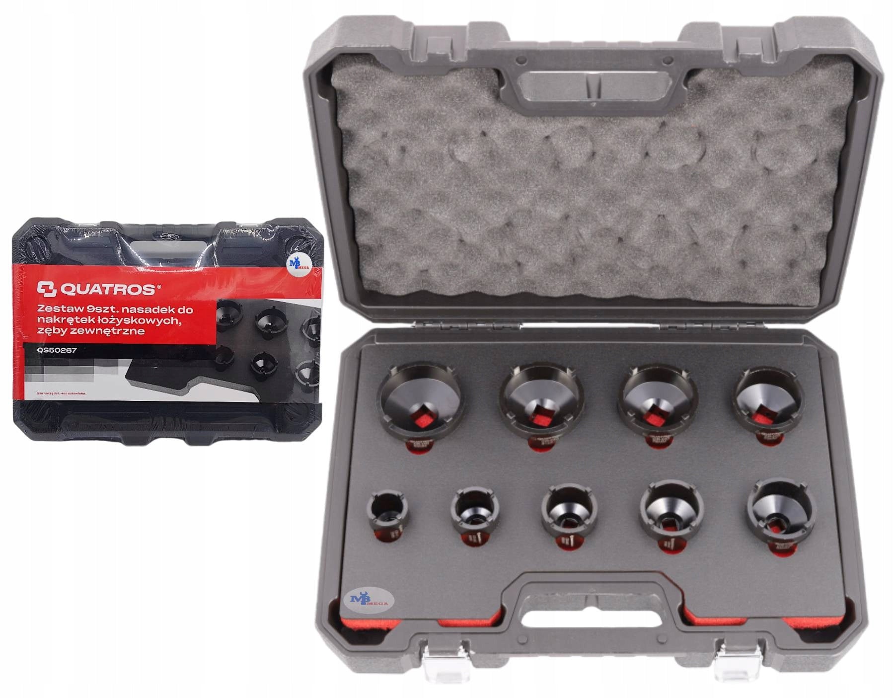 Set of 9pcs bearing nut caps, external teeth Brand Quatros
