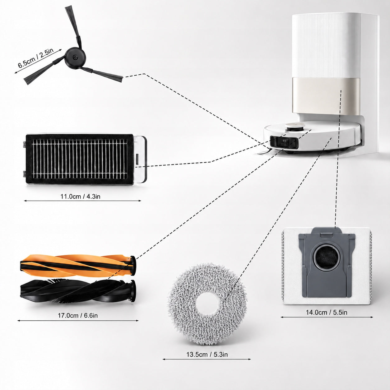 Set of Accessories for Dreame X50 Ultra Complete L50 L40S V50 Dominant color white