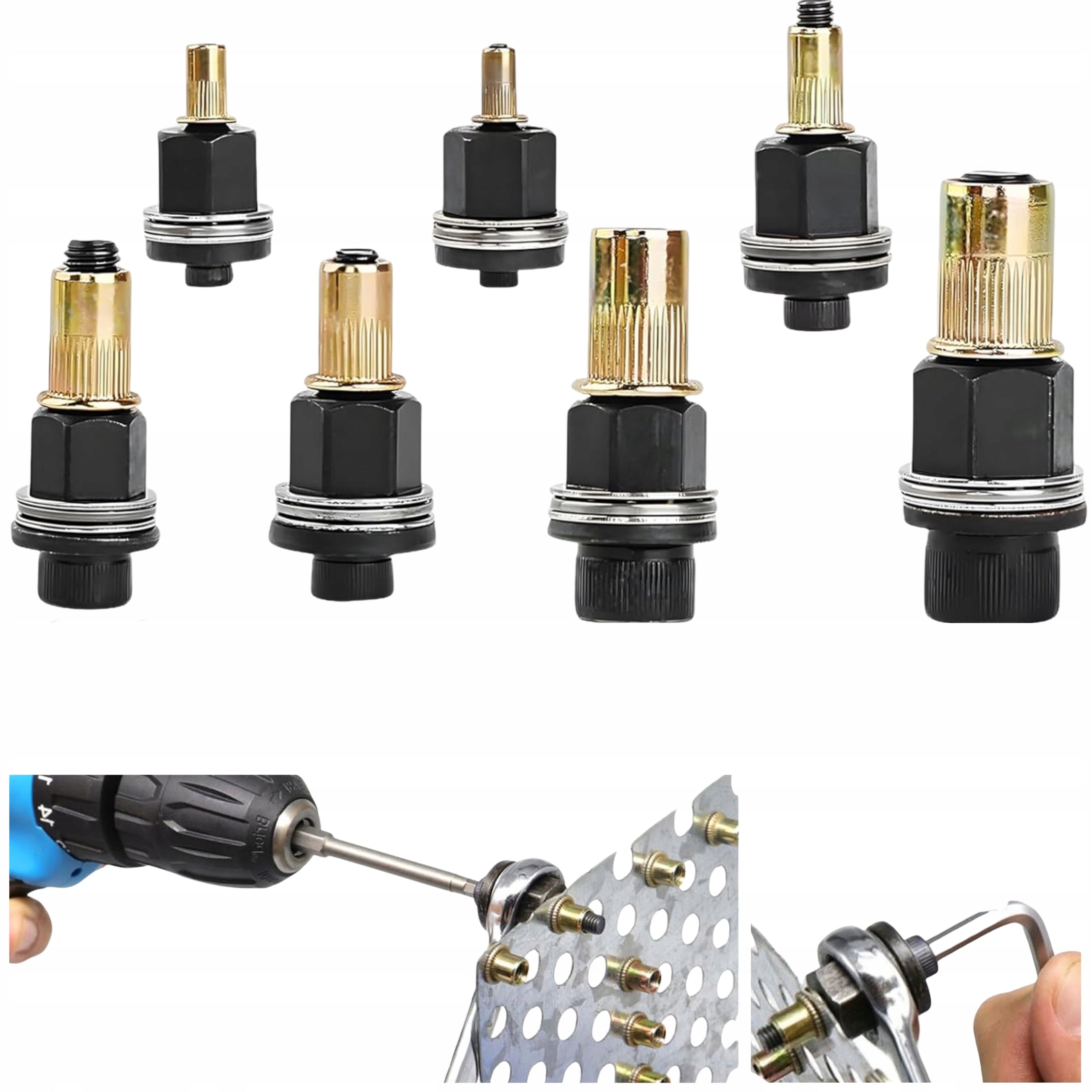 Set of Adapter Heads for Niton Nuts M3 M4 M5 M6 M8 M10 M12 7 pieces