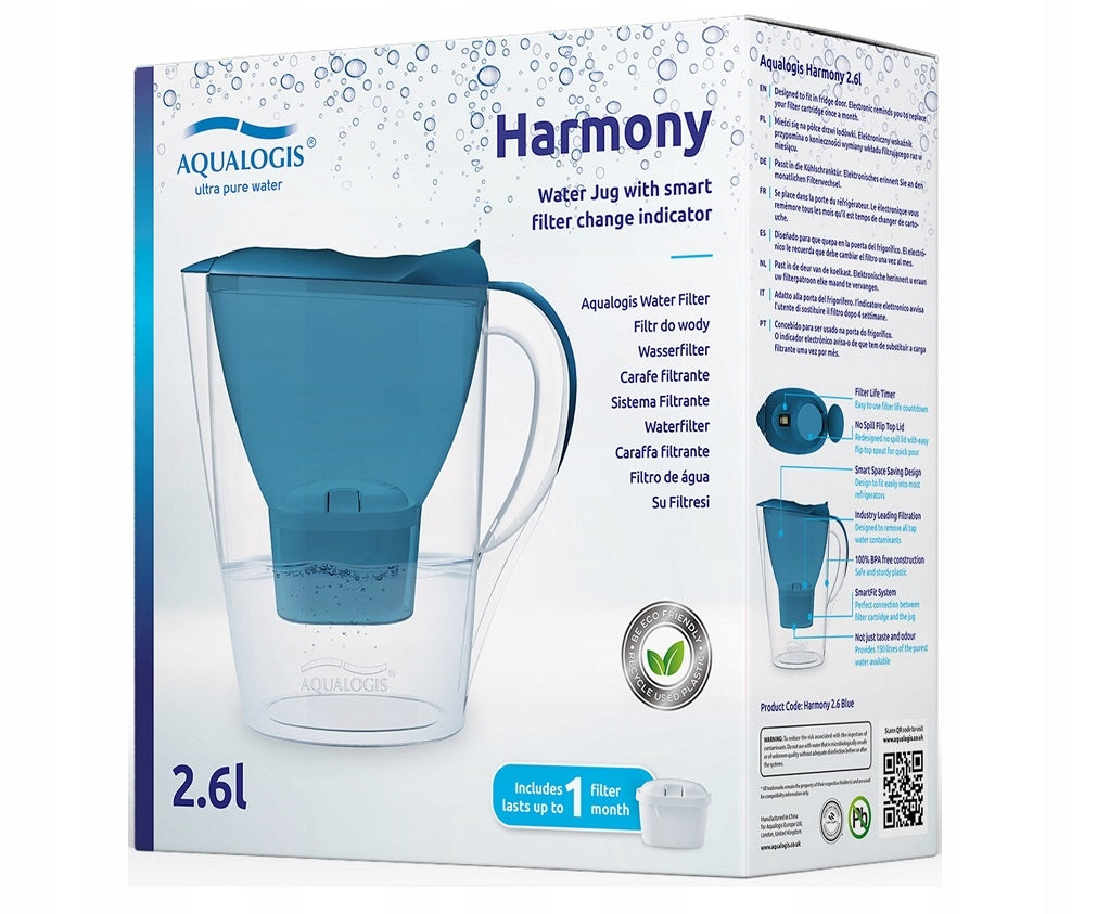 Set of Aqualogis Harmony Matching Jug Navy Blue 5+1 Filters Brand Aqualogis