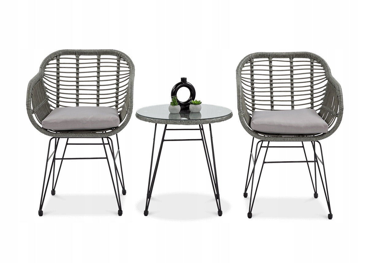 Set of BALCONY Garden Furniture for Balcony Terrace KUBU 2+1 Table Chairs Number of people 2
